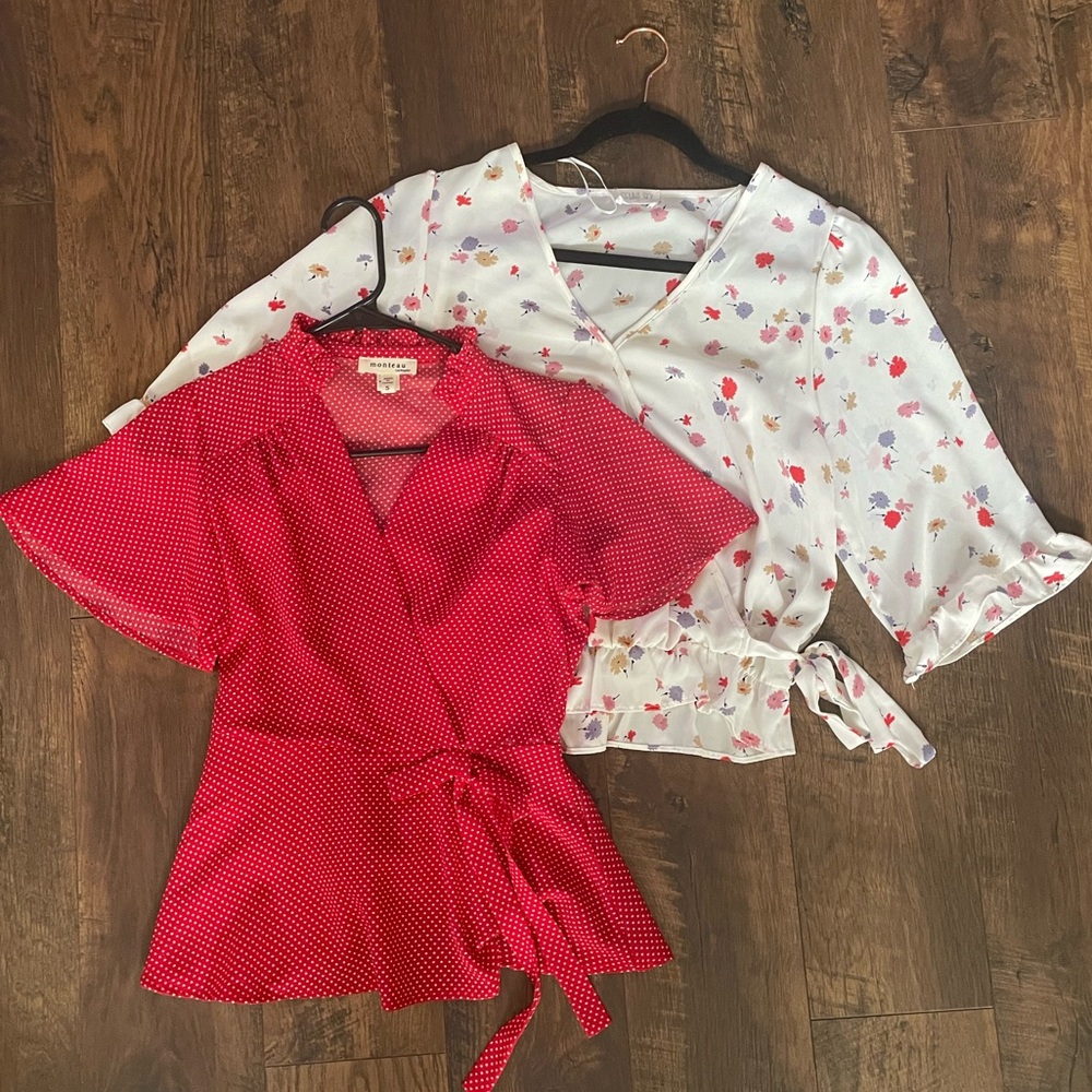 Red Polka Dot and Floral Blouse Bundle